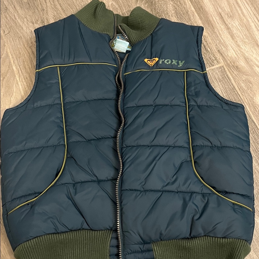 Roxy Dark Blue and Olive Puffer Vest